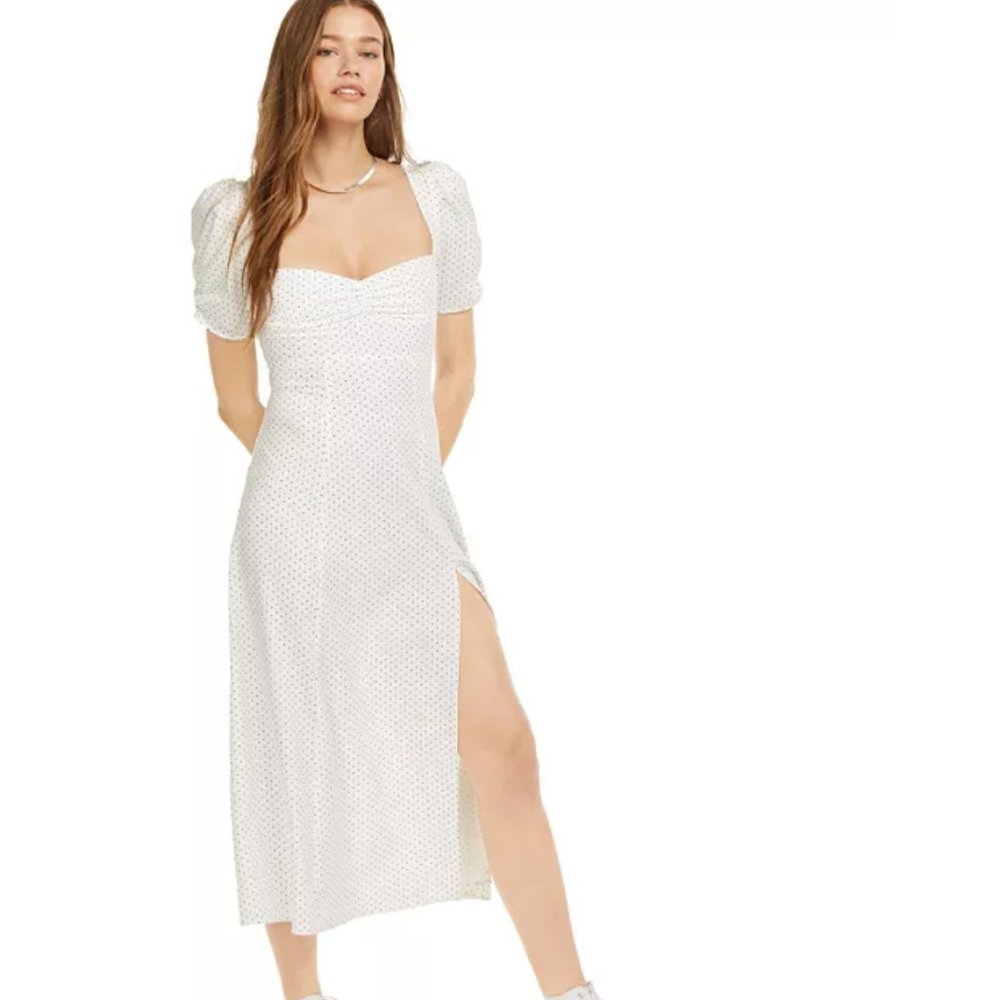 Pull Sleeved Midi Dress with Slit